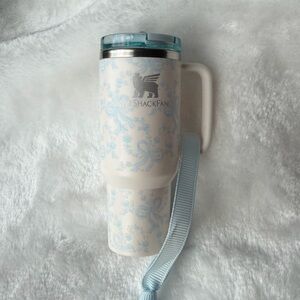 LoveShackFancy Stanley ProTour Ornament keychain Blue COQUETTE BOW WINTER ICE